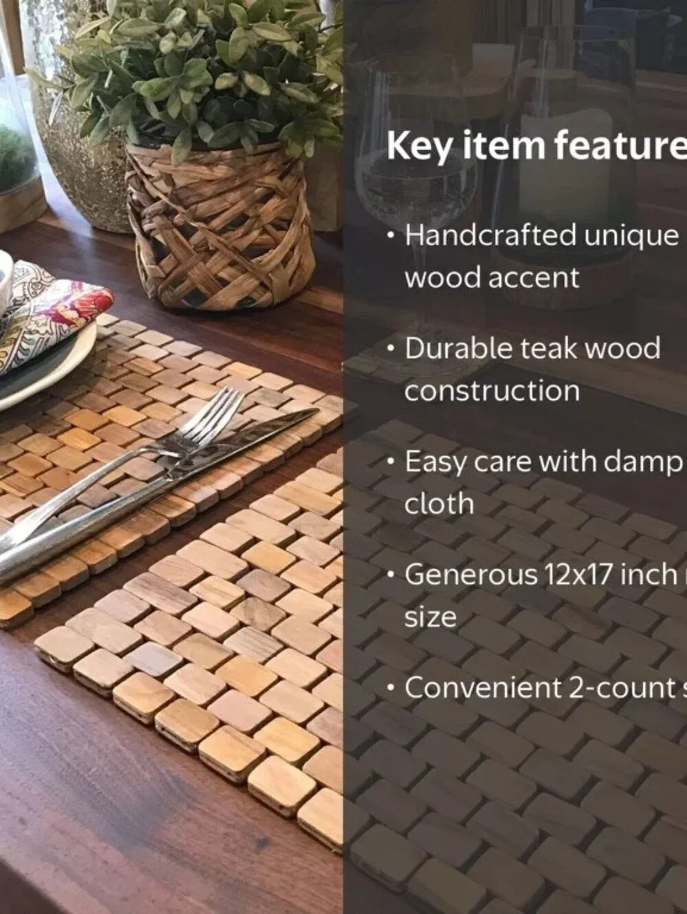 Hip-o Modern Living Handmade Table Place Mats 6pk